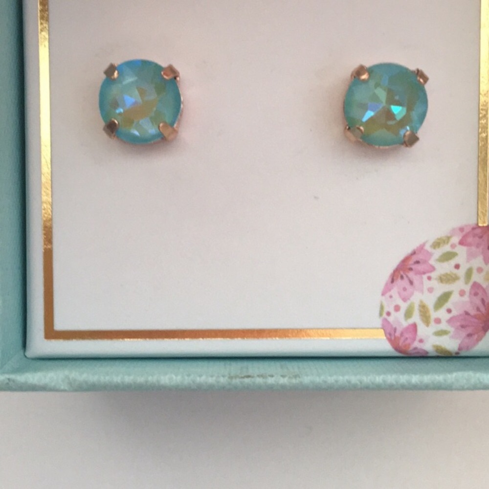 Gorgeous Aquamarine AB Crystal Earrings - Picture 9 of 9